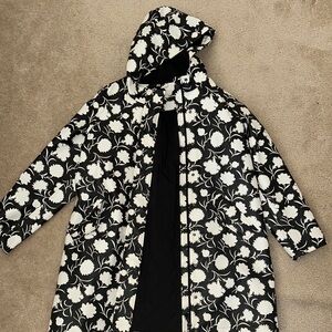 Chic Black and White Floral Coat